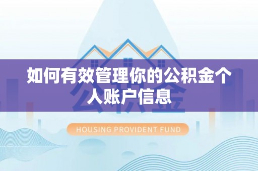 伊春如何有效管理你的公积金个人账户信息